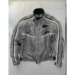 Olympia‎ Motorcycle Jacket Mens XL Cordura Armored Padded 3M Reflective Gray